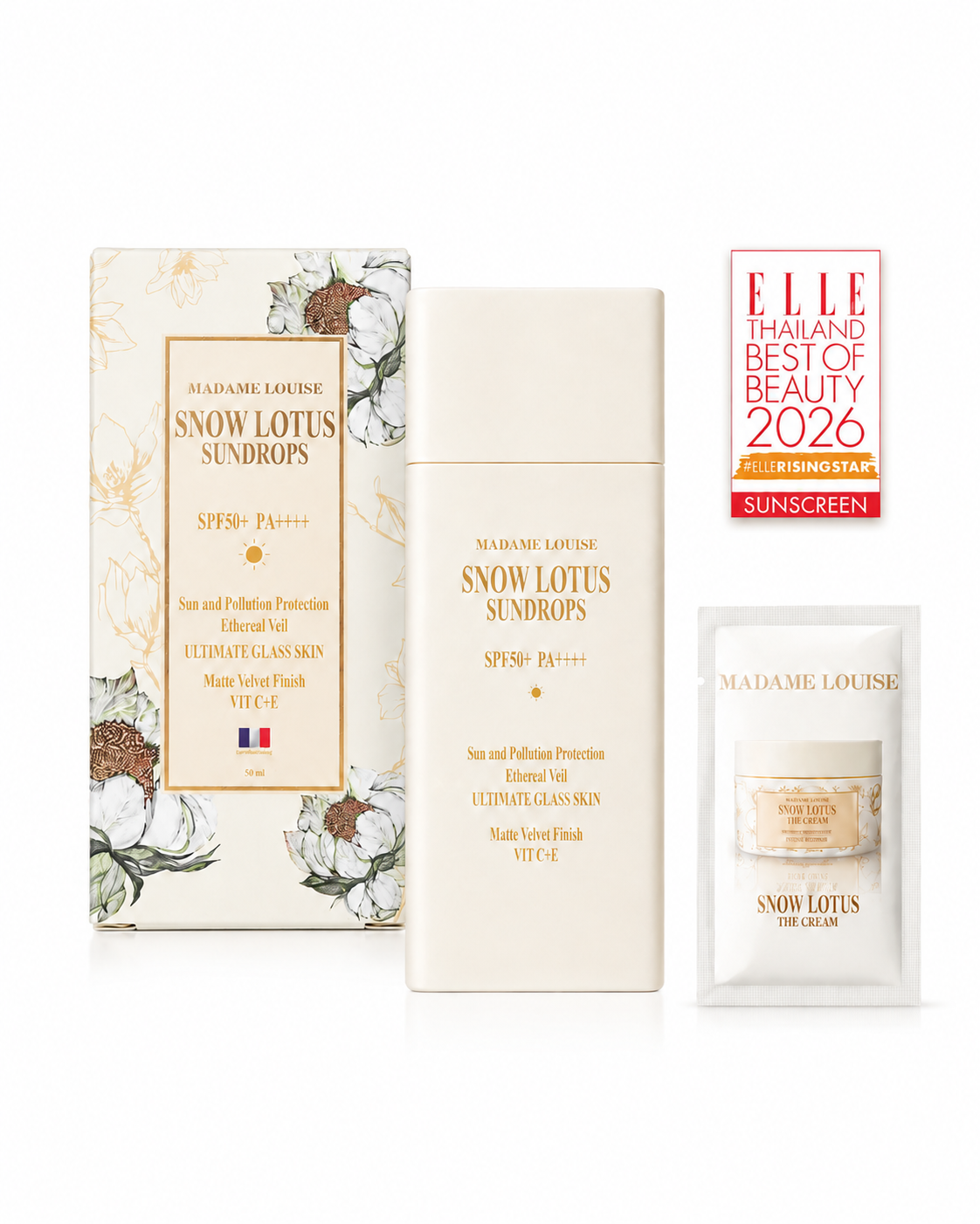 Snow Lotus Sundrops SPF50+ PA++++ | กันแดด Madame Louise 1 ขวด