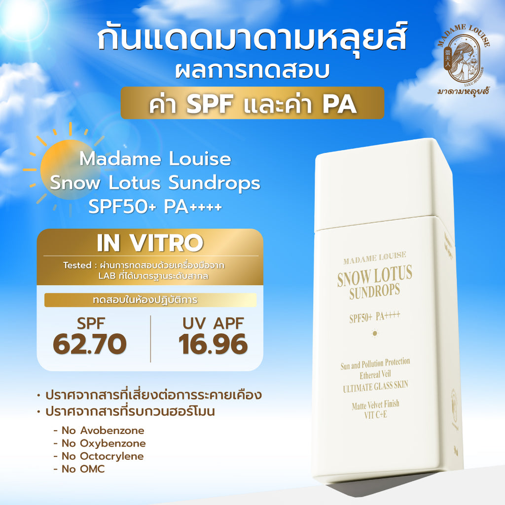 Snow Lotus Sundrops SPF50+ PA++++ | กันแดด Madame Louise 12 ขวด