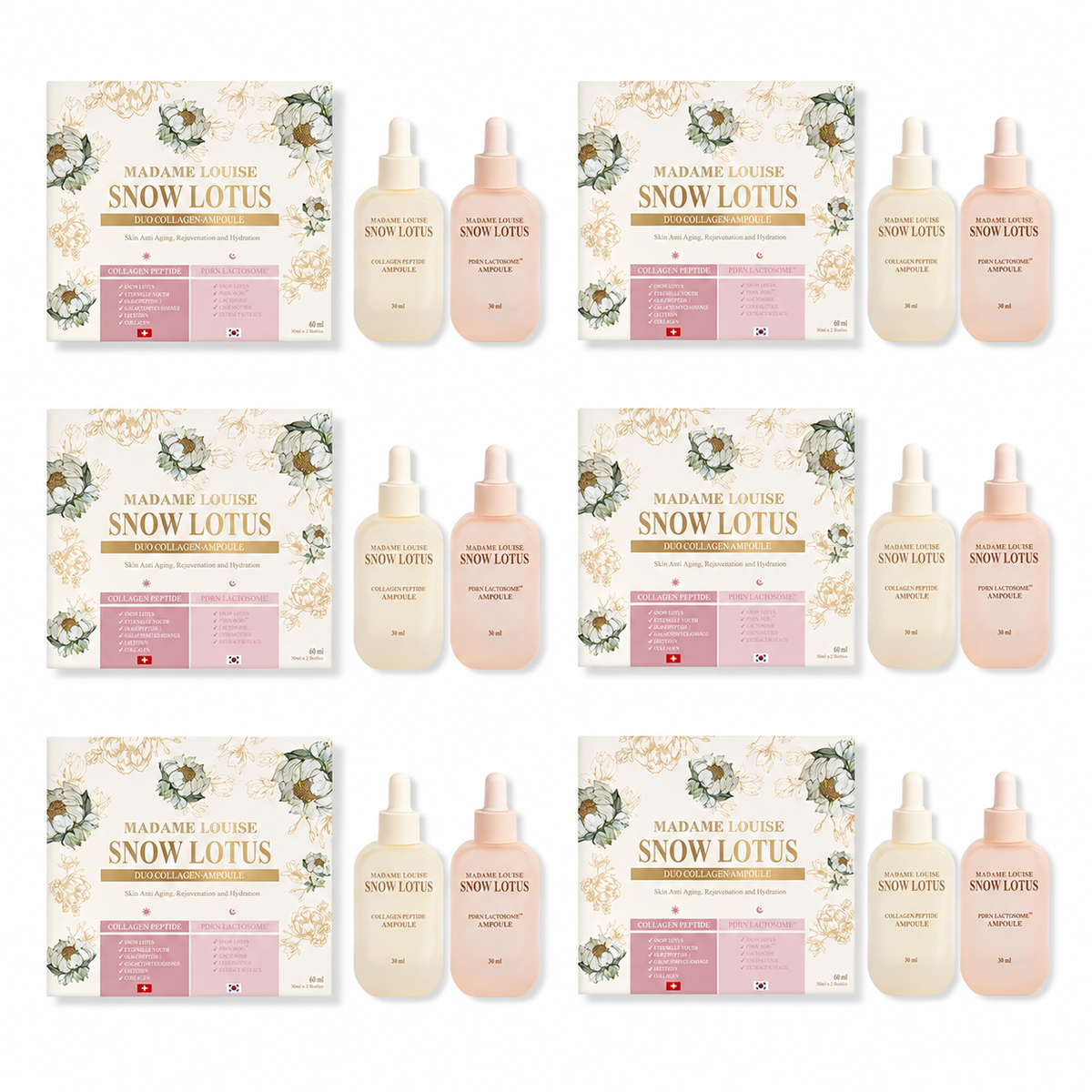 Snow Lotus Duo Collagen Ampoule | แอมพูล Day & Night Madame Louise 1 กล่อง