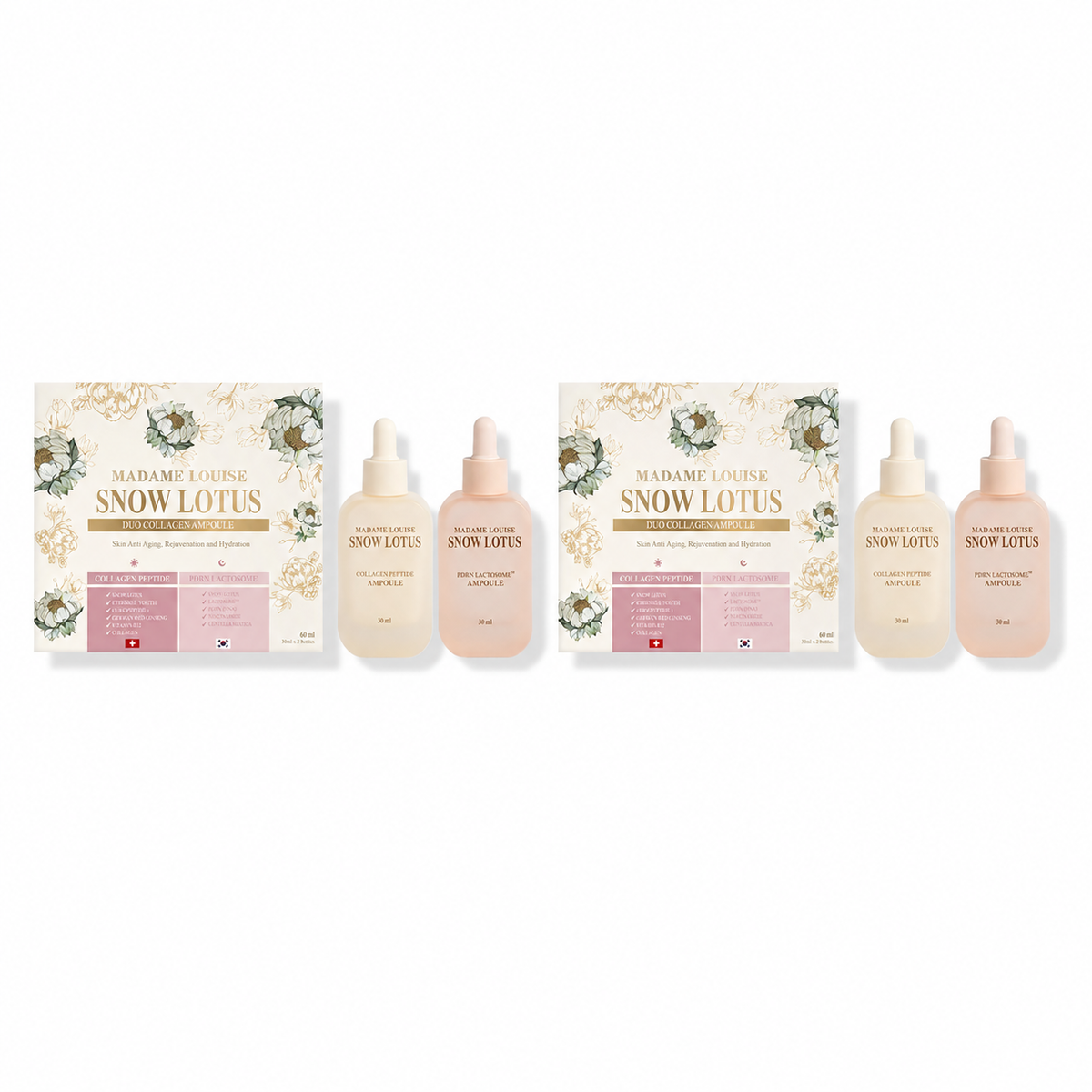 Snow Lotus Duo Collagen Ampoule | แอมพูล Day & Night Madame Louise 1 กล่อง